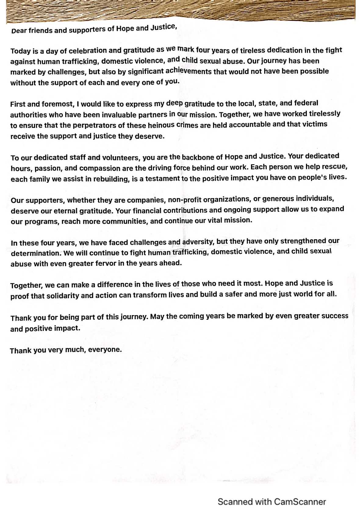 Letter of recognition