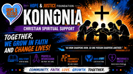 KOINONIA banner: together we grow in faith and change lives