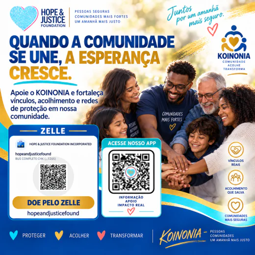 Campaign: when the community unites, hope grows. Support KOINONIA