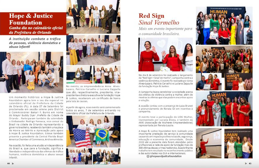 Online meeting of the Red Sign campaign, shown in Mulher Brazil Magazine