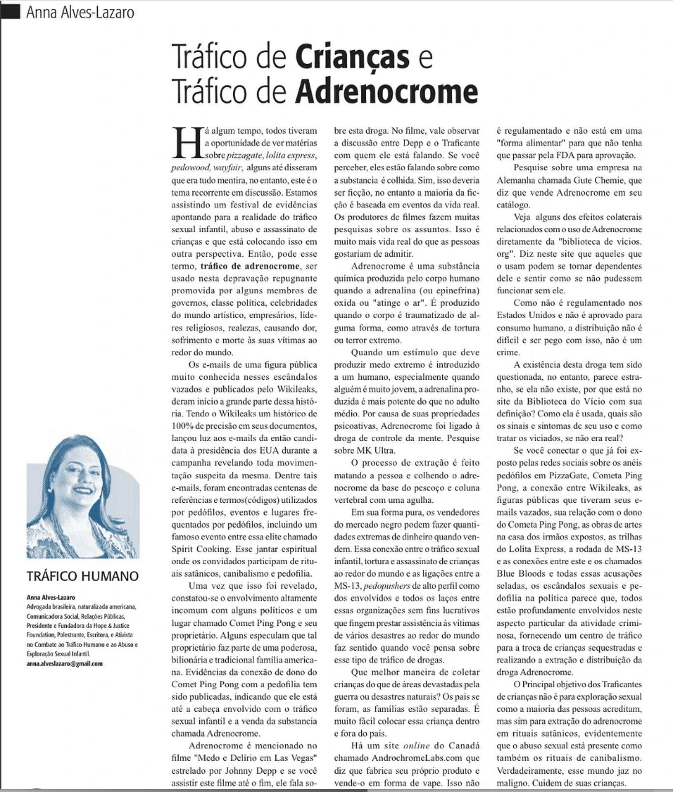 Magazine page with the article by Anna Alves-Lázaro on child trafficking