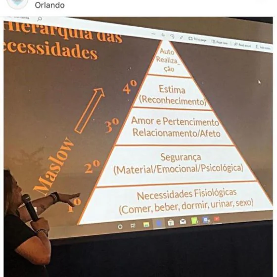A training slide mapping the hierarchy of human needs