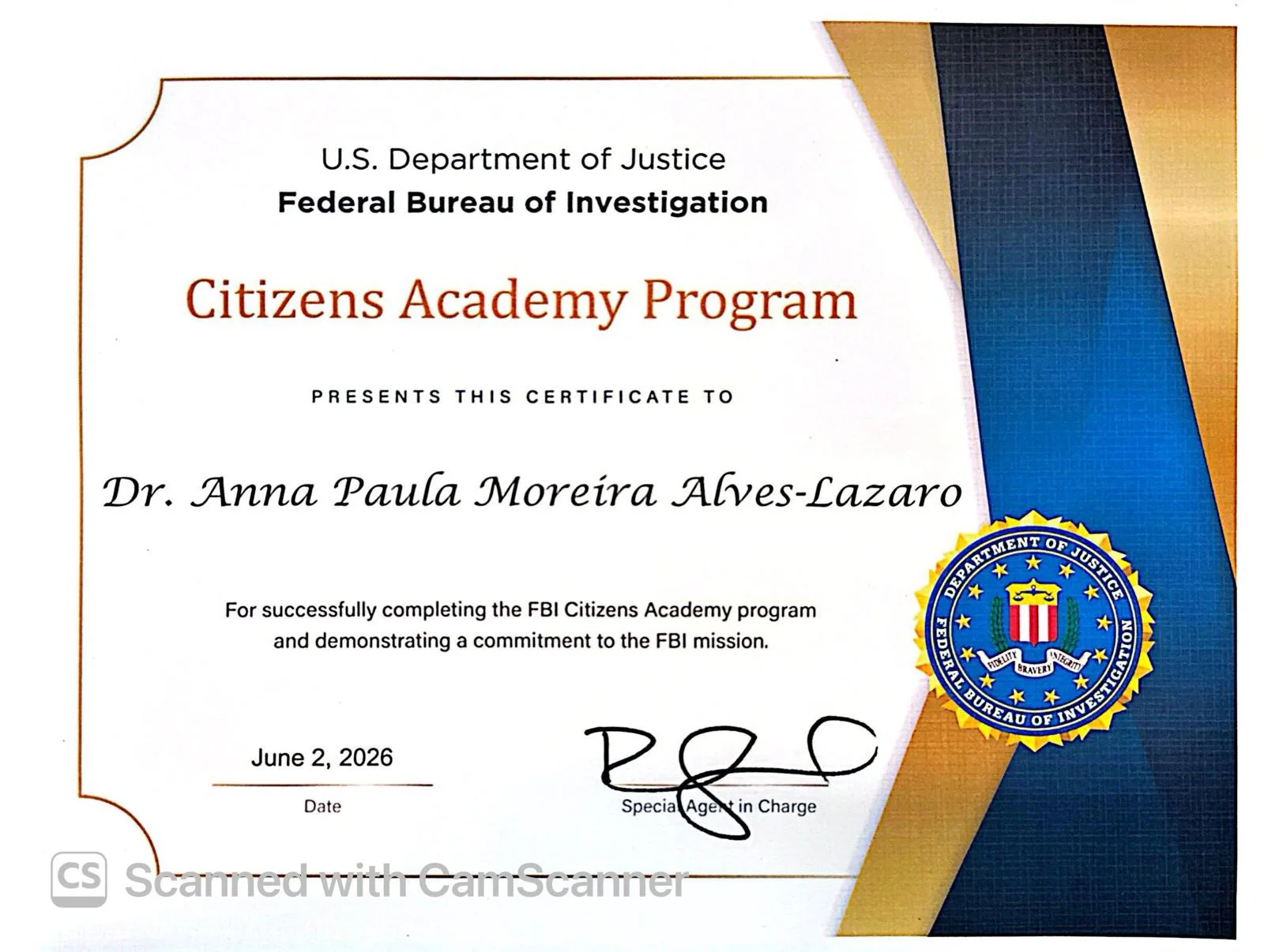 Certificate Citizens Academy Program